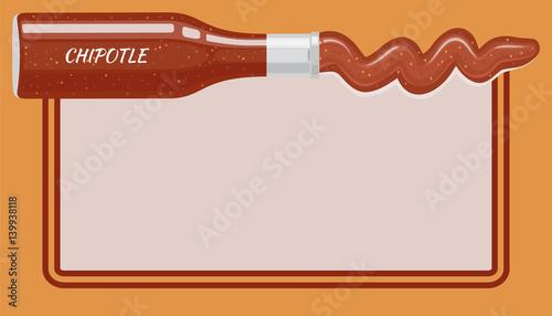 Mexican Chipotle Bottle with Poured out Sauce