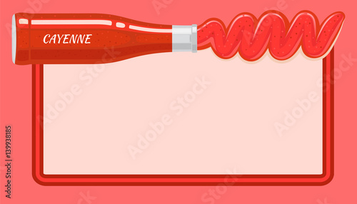 Red Cayenne Sauce Poured out from Lying Bottle