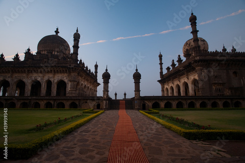 Ibrahim Rauza Tomb Inner Path Dawn in Bijapur, India photo