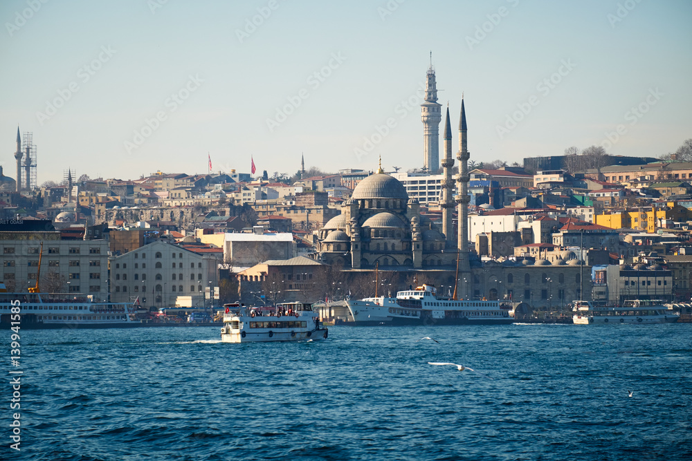 Boat trip, cruise on the Bosphorus, Istanbul, Turkey.