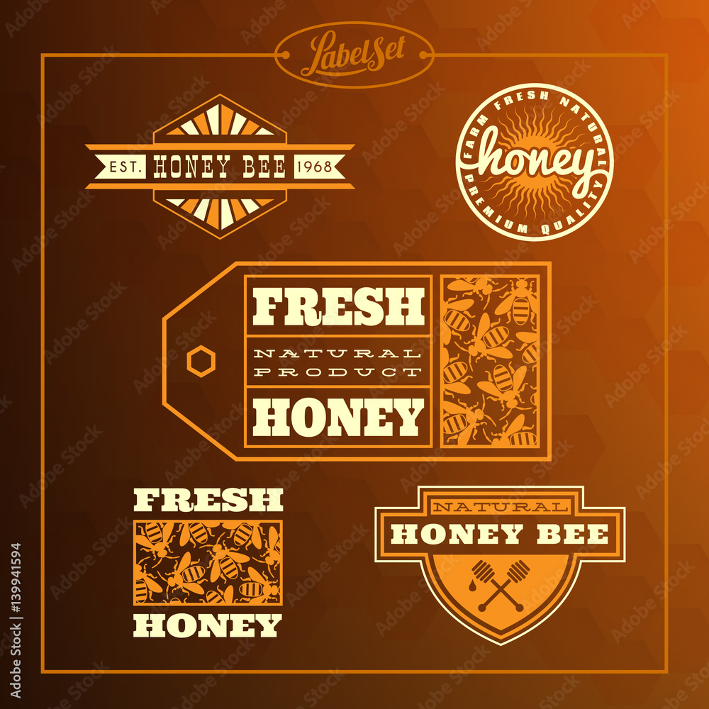 Obraz premium Honey bee label set
