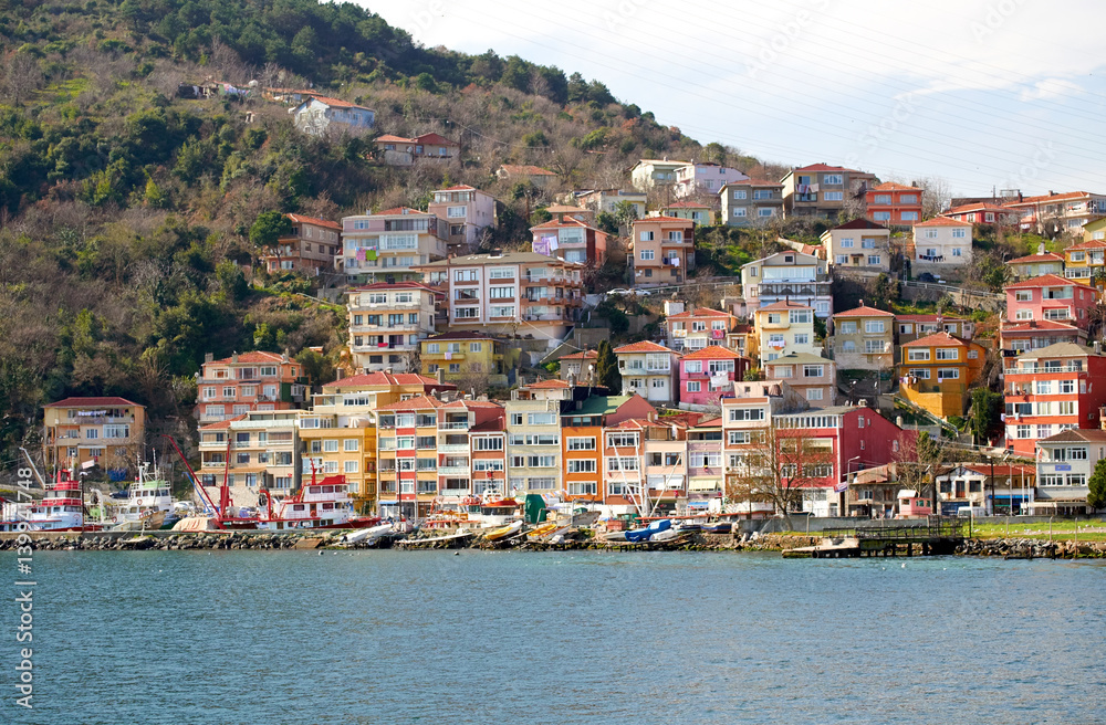 The fishing village of Rumeli Kavagi on the Bosphorus Strait,Istanbul,Turkey.