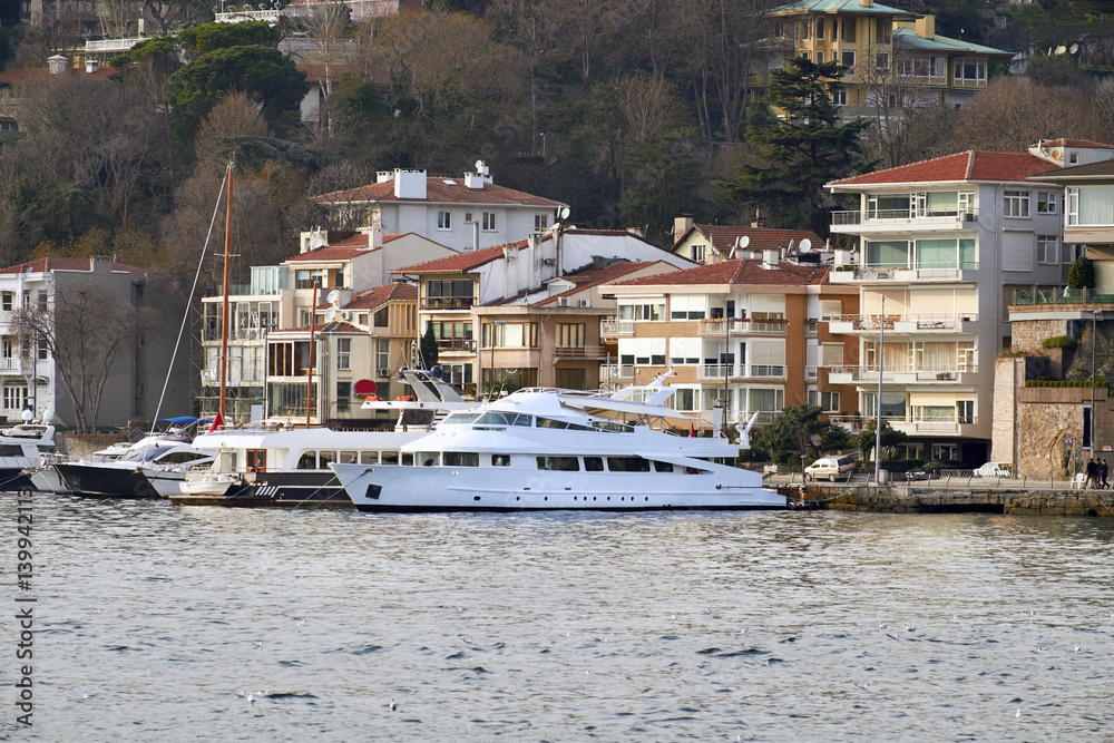 Luxury yachts on the Bosphorus Strait, Istanbul in Turkey. Luxury yachts on the Bosphorus Strait, Istanbul in Turkey.