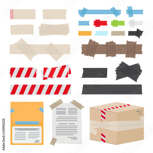 Set of Different Scotch Tape on White Background