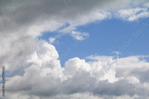 blue sky with big cloud and raincloud, art of nature beautiful and copy space for add text