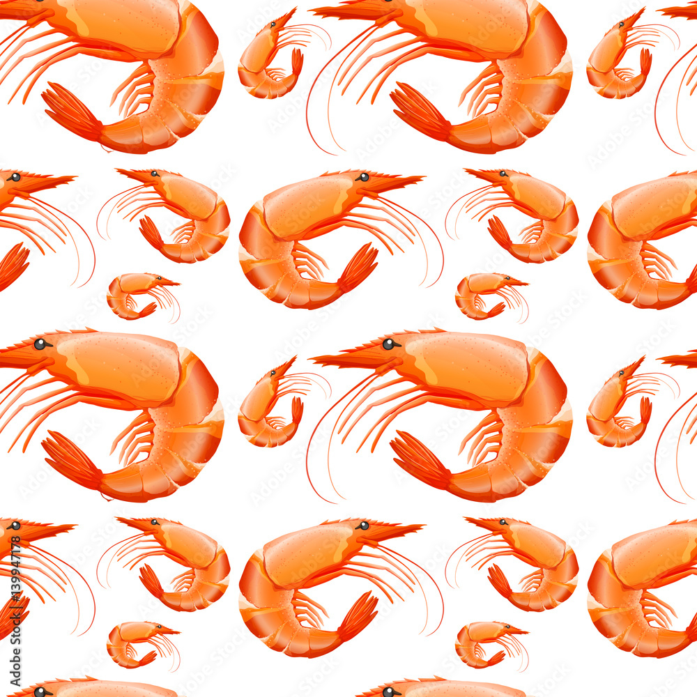 Seamless background design with shrimps