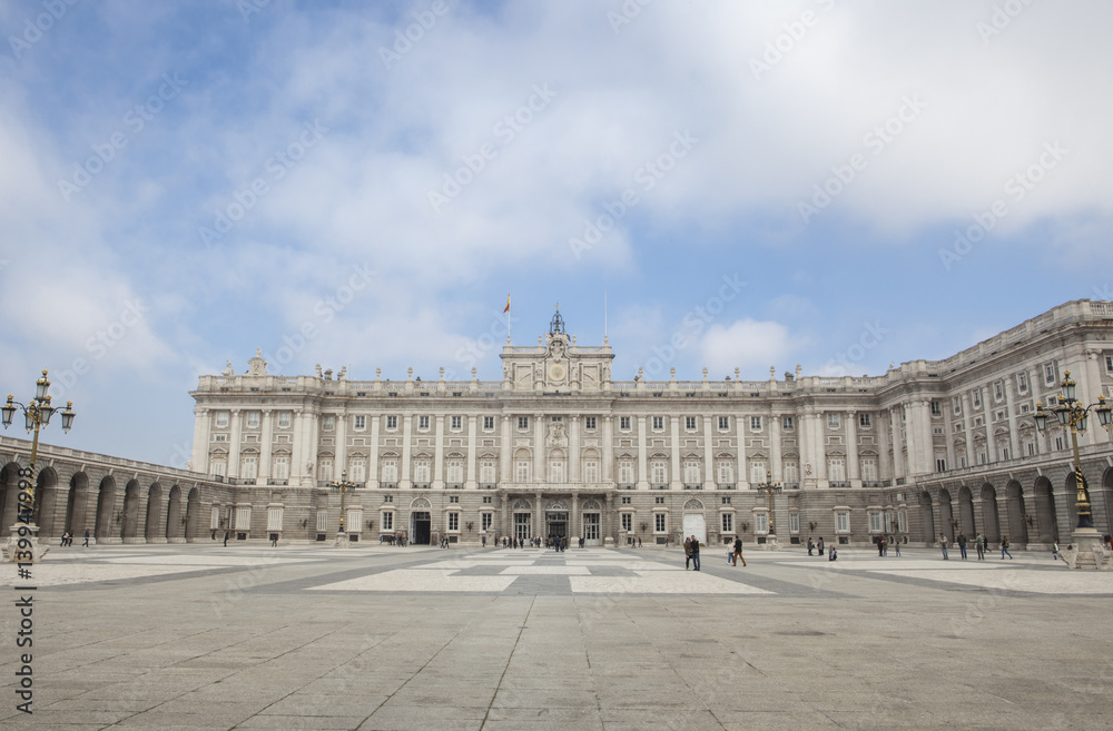 Tourists at Royal Palace in Madrid, Spain Tourists at Royal Palace in Madrid, Spain