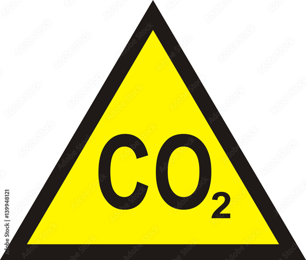 CO2 yellow triangular warning sign , carbon dioxide warning sign , vector illustration CO2 yellow triangular warning sign , carbon dioxide warning sign , vector illustration
