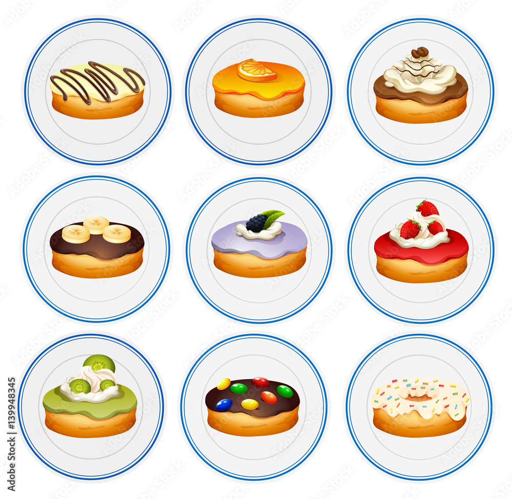 Different flavors of donuts Different flavors of donuts