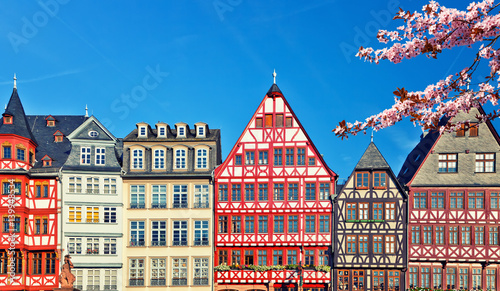 Old traditional buildings in Frankfurt at spring, Germany