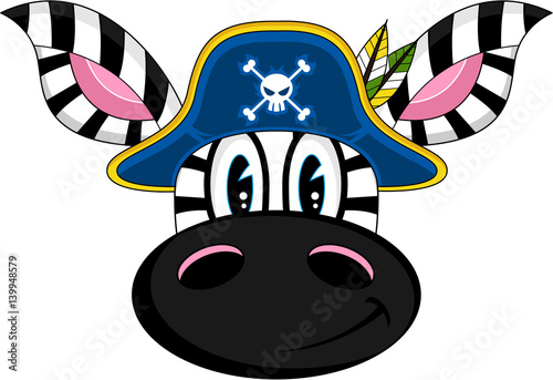 Cute Cartoon Zebra Pirate Captain