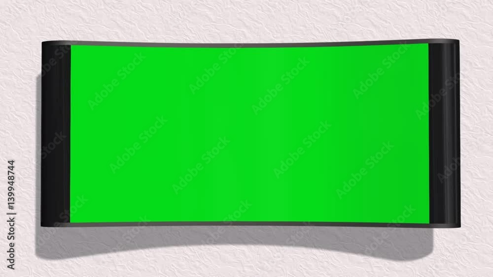 TV with green screen is switched on with remote control TV with green screen is switched on with remote control