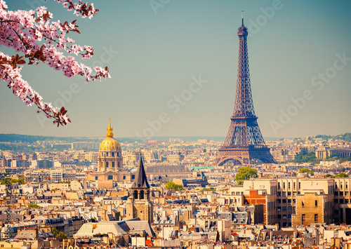 View on Eiffel Tower in Paris at spring, France