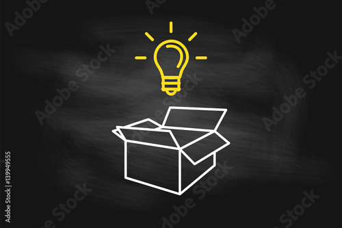 Think outside the box chalk board concept