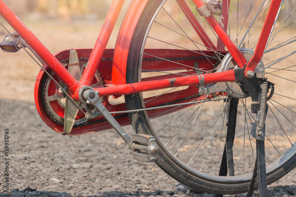 bicycle red classic vintage in former