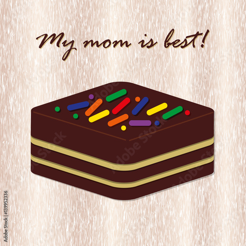 Chocolate cake on wood background