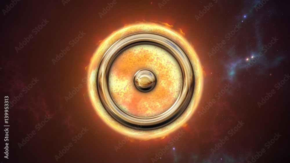 Sun zodiac horoscope symbol and planet. 3D rendering