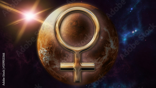 Fotografie, Obraz Venus zodiac horoscope symbol and planet. 3D rendering