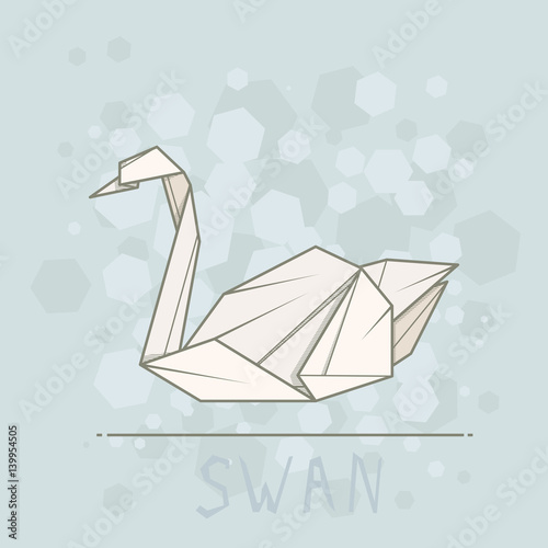 Vector illustration paper origami of swan.