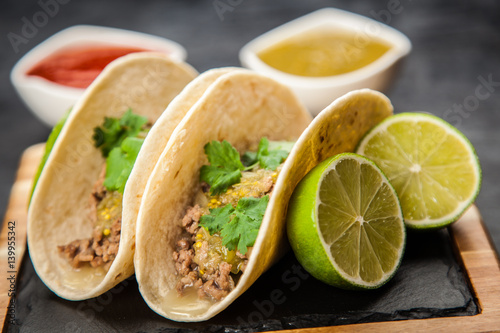 Mexican tacos with beef