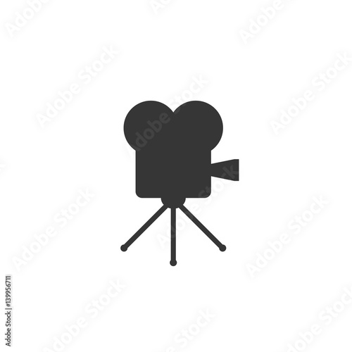 Retro cinema icon isolated on white background. Old movie projector vector illustration