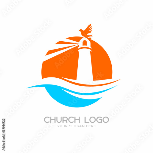 Church logo. Christian symbols. The lighthouse of Jesus Christ