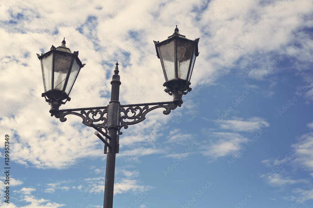 Lamp post and blue sky