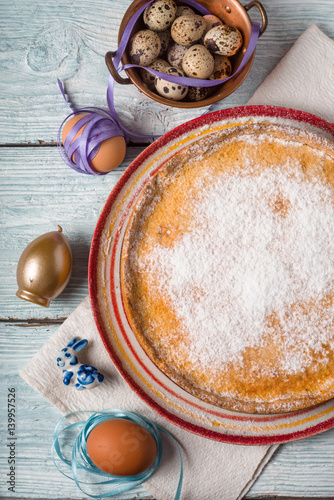 German Easter cake on the white wooden table