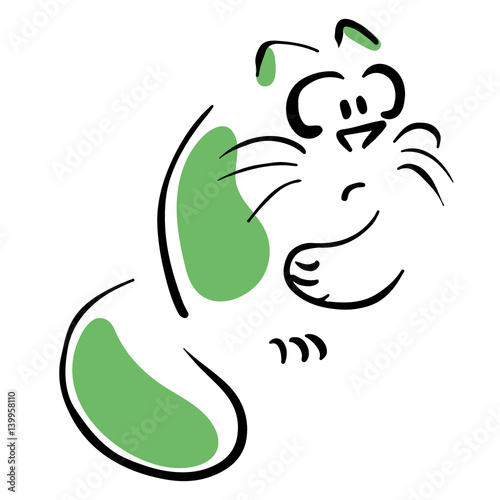 Cat holding his stomach