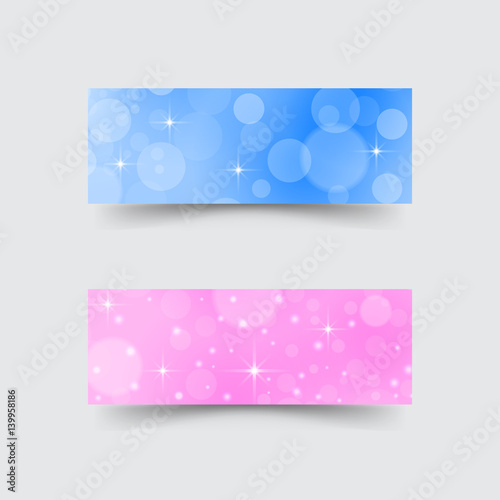 Banners with abstract circles and stars. 