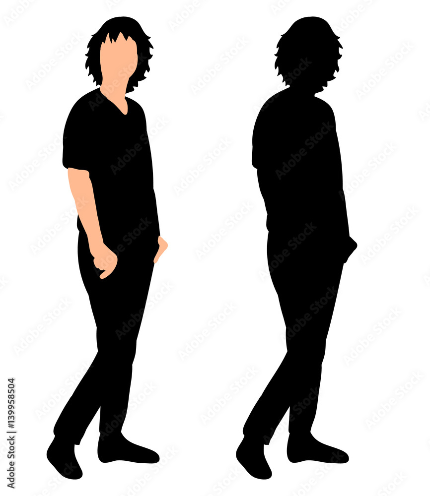 Vector, isolated silhouette of woman with short hair