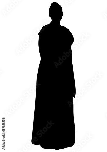 Vector, isolated thick girl in long dress