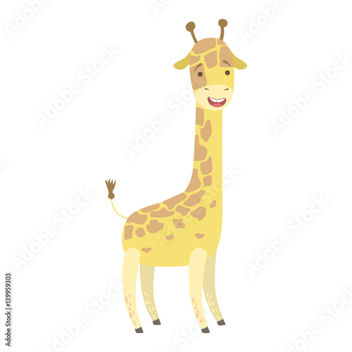 Giraffe Cute Toy Animal With Detailed Elements Part Of Fauna Collection Of Childish Vector Stickers