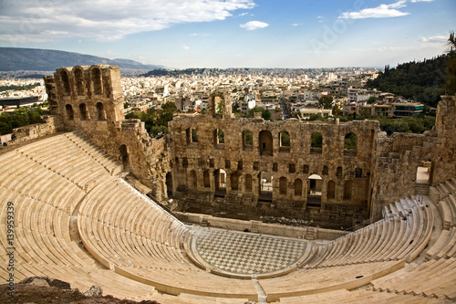 Theater at the Acropolis, overlooking Athens, Greece.
