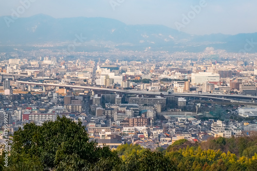 Panoramic view of Kyoto City from viewpoint in Mount Inari, Fushimi Inari Shrine