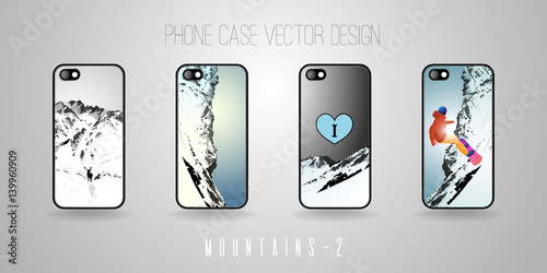 Phone case vector design. Theme - mountains.