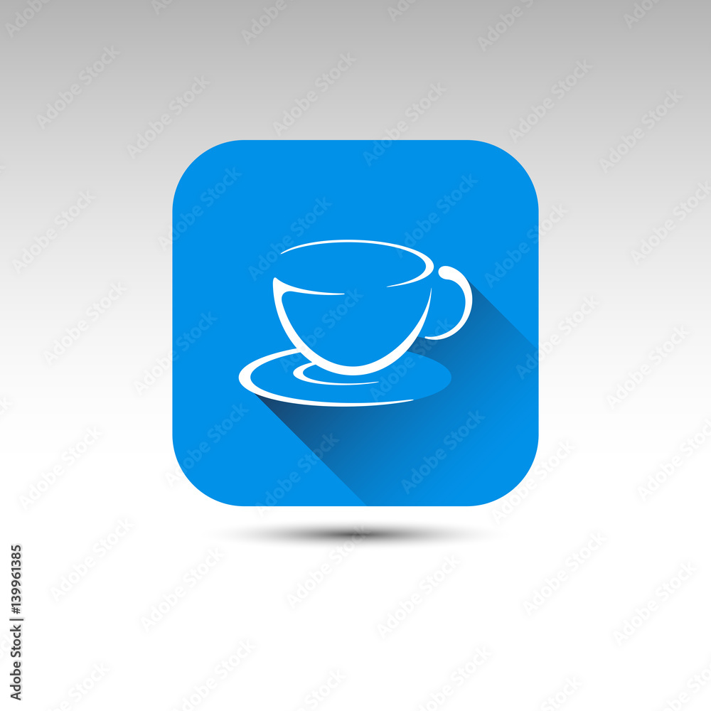Coffee cup vector logo. Blue flat coffe cup icon illustration. Coffee cup vector logo. Blue flat coffe cup icon illustration.