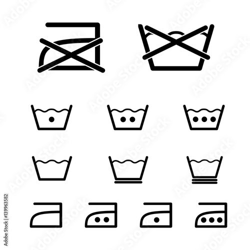 Laundry, washing vector icon set.