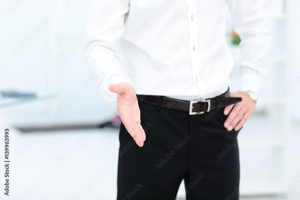 Businessman give you handshake Businessman give you handshake