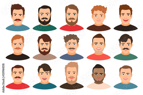 Cartoon handsome young guy portraits