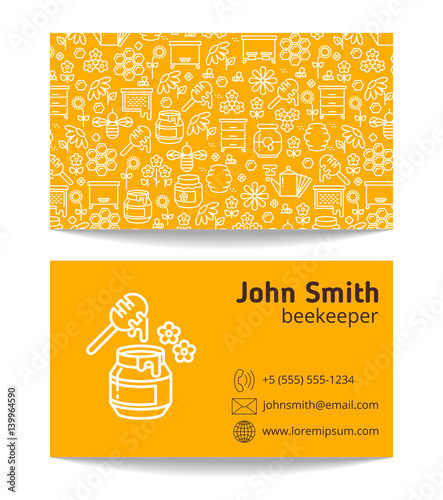 Beekeeper apiary business card vector template