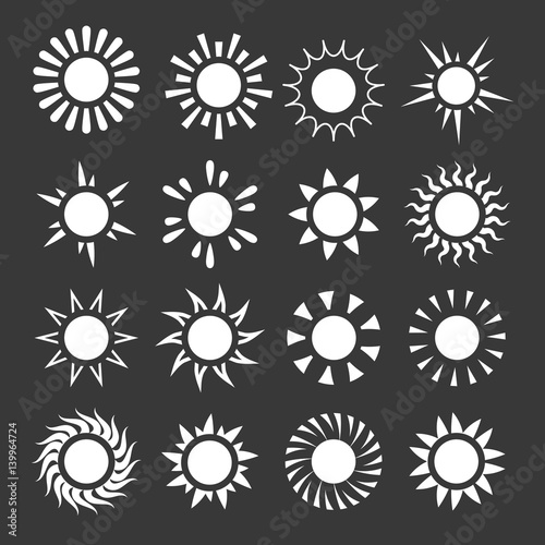 Suns weather vector icons set