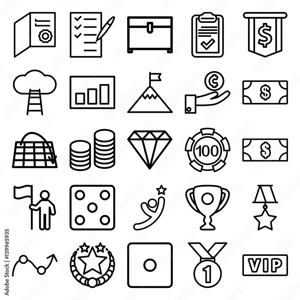 Set of 25 success outline icons Set of 25 success outline icons