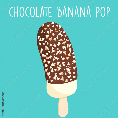 yummy chocolate frozen banana pop vector