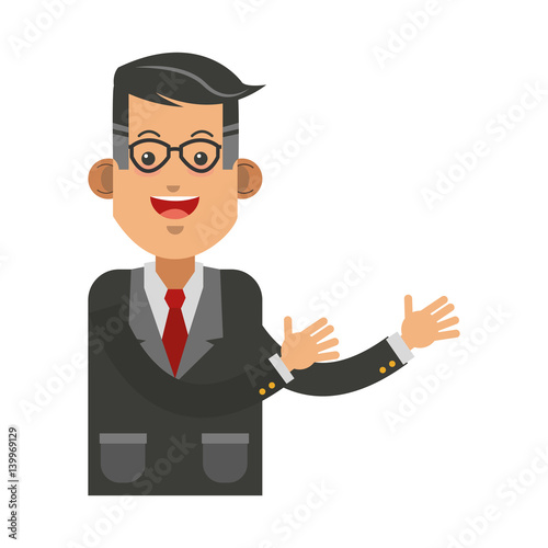 businessman cartoon icon over white background. colorful design. vector illustration