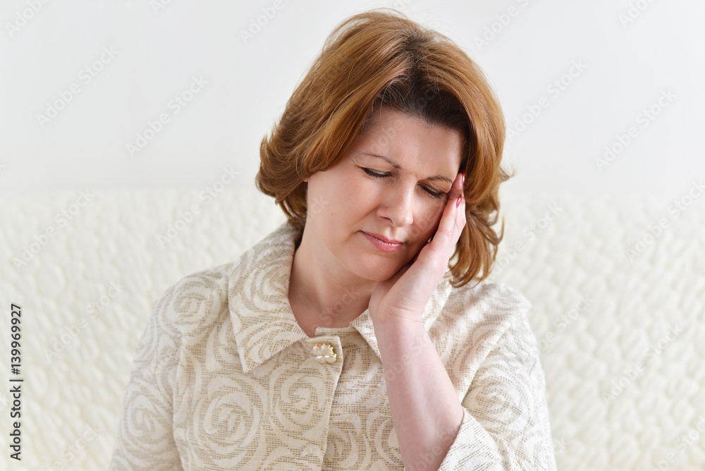Beautiful woman with headache Beautiful woman with headache