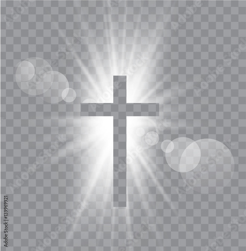Religioush three  crosses with sun rays  transparent background photo