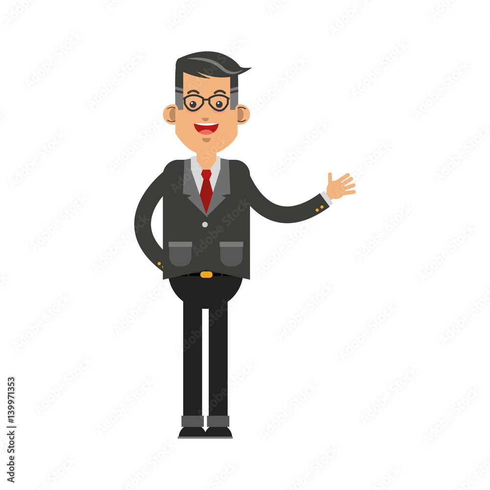 businessman  cartoon icon over white background. colorful design. vector illustration