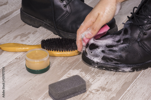 Cleaning of footwear.