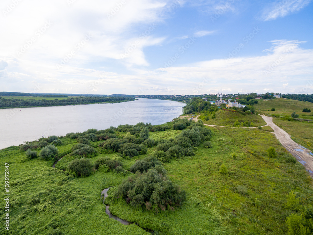 Small russian town aerial landscape